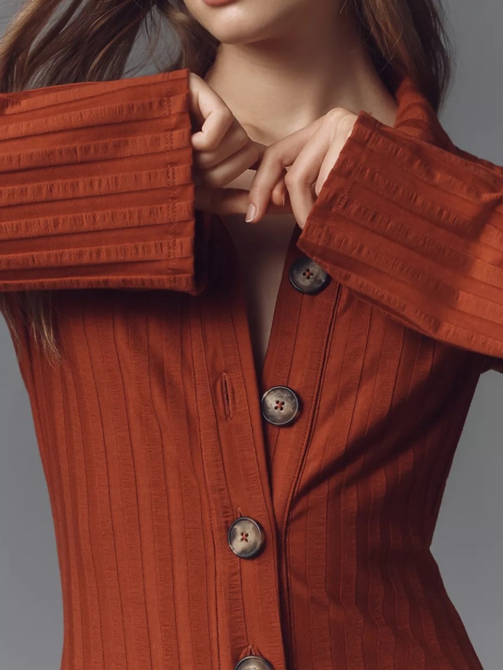Reformation Benton Ribbed Button-Front Sweater Mini Dress - Picture 4 of 4